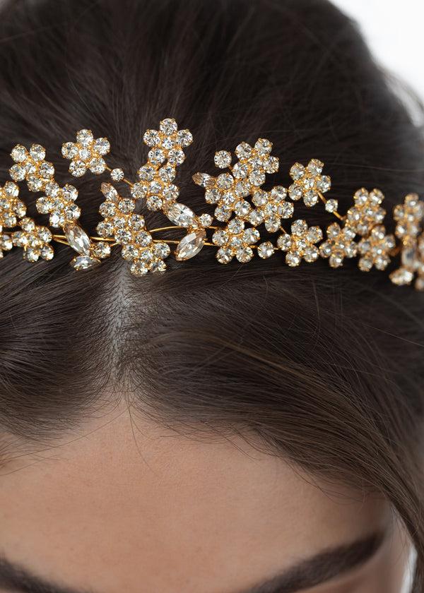 Jennifer Behr Meadow Tiara Crystal Antique Gold