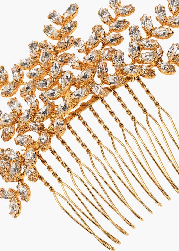 Jennifer Behr Mignonette Comb Crystal Antique Gold