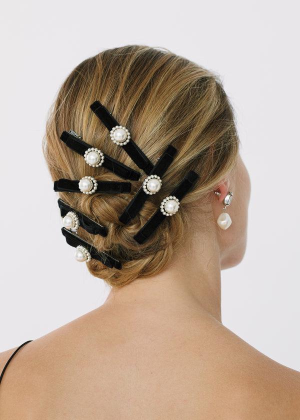 Jennifer Behr Minetta Bow Clips Black