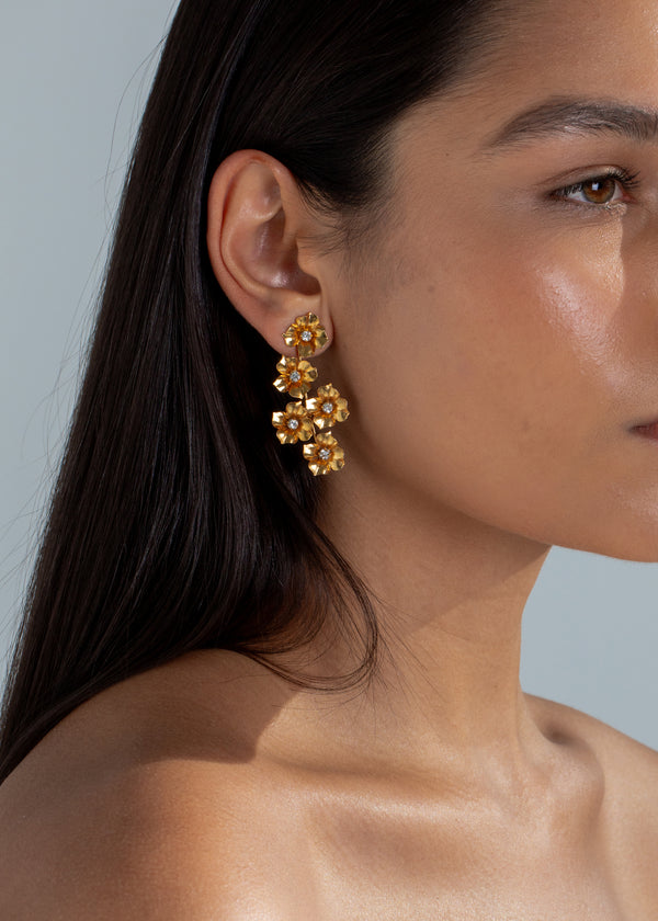 Jennifer Behr Myra Earrings Crystal Antique Gold