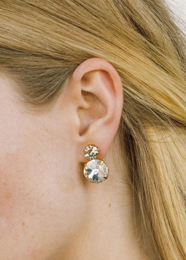 Jennifer Behr Myrla Earrings Crystal Antique Gold