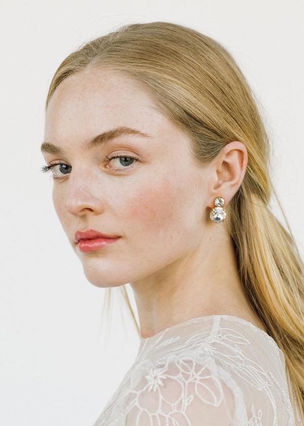 Jennifer Behr Myrla Earrings Crystal Antique Gold