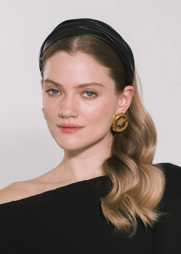 Jennifer Behr Natasha Vegan Leather Headband Black