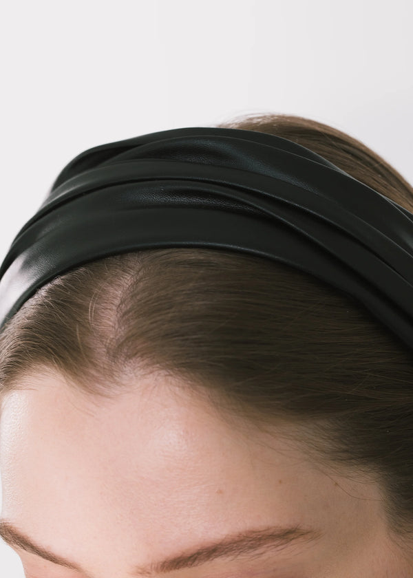 Jennifer Behr Natasha Vegan Leather Headband Black