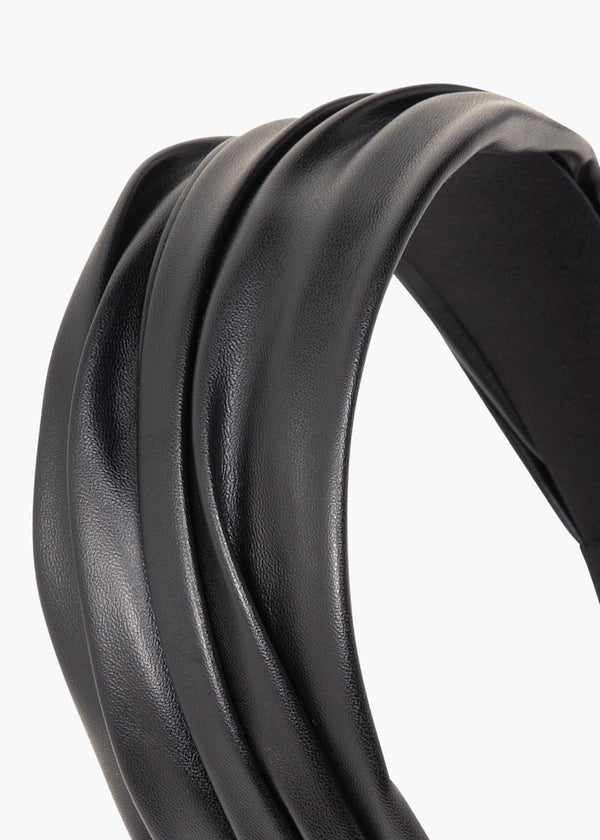 Jennifer Behr Natasha Vegan Leather Headband Black