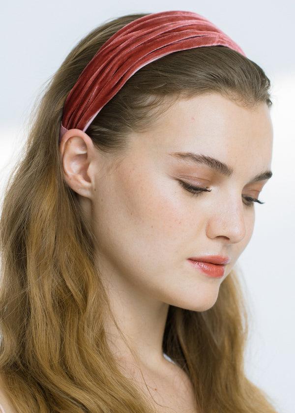 Jennifer Behr Natasha Velvet Headband Antique Rose