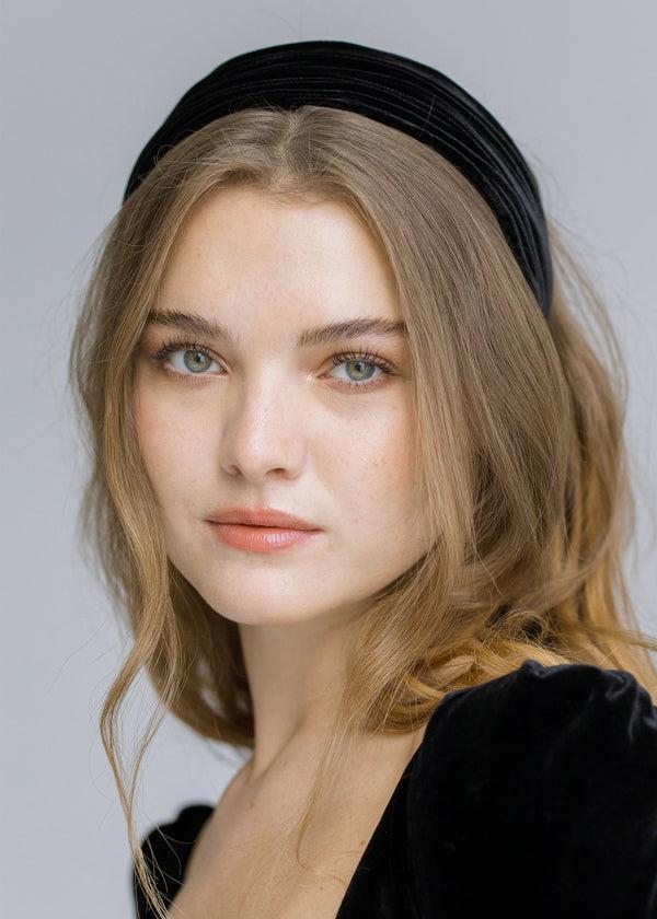 Jennifer Behr Natasha Velvet Headband Black