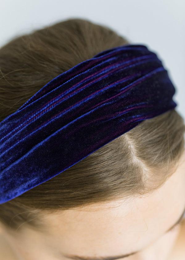 Jennifer Behr Natasha Velvet Headband Navy