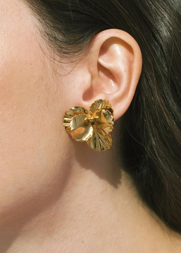 Jennifer Behr Pansy Earrings Gold