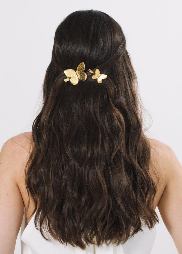 Jennifer Behr Papillion Hair Clips Gold