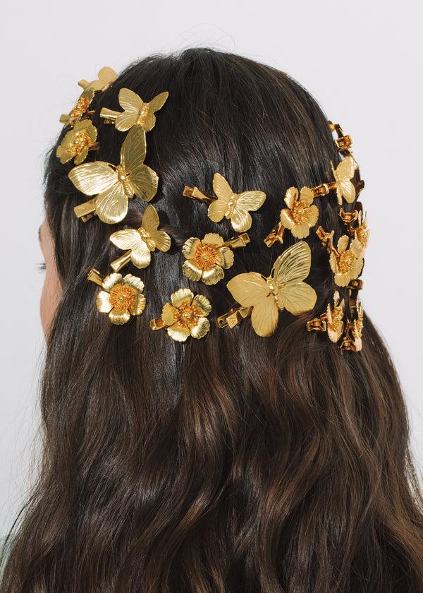 Jennifer Behr Papillion Hair Clips Gold