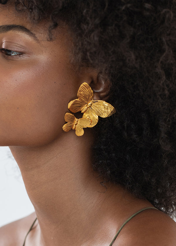 Jennifer Behr Papillon Earrings Gold Clip