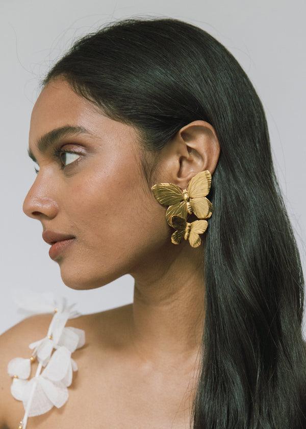Jennifer Behr Papillon Earrings Gold Post