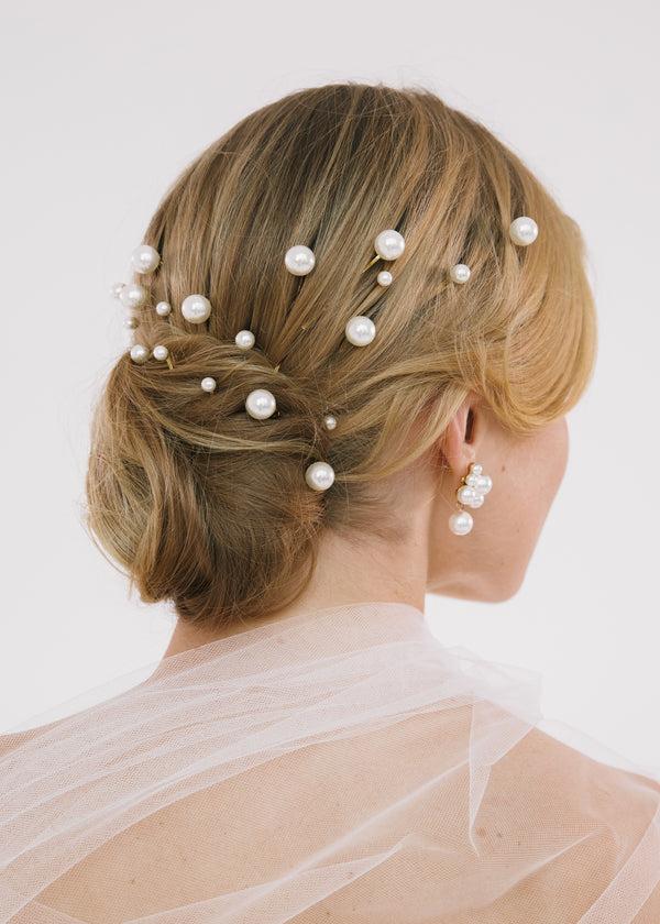 Jennifer Behr Perla Bobby Pin Set Pearl Gold