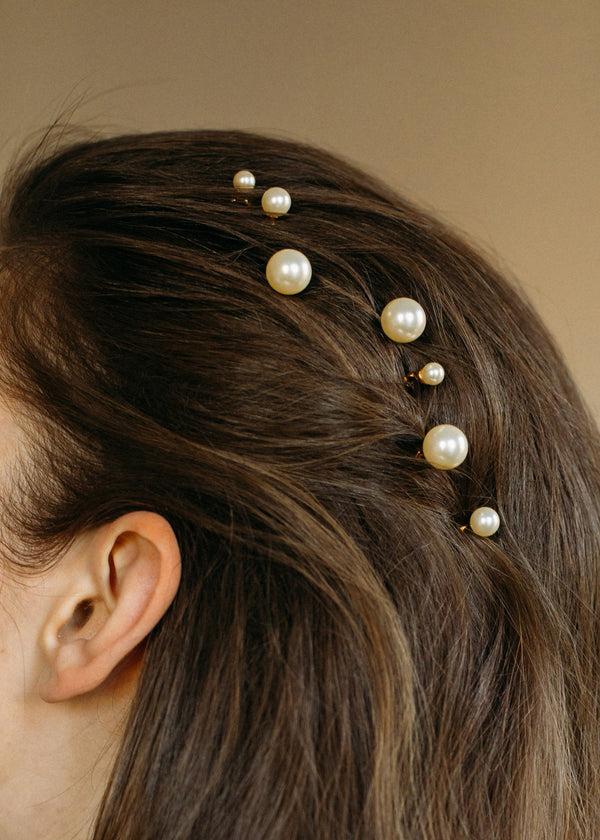 Jennifer Behr Perla Bobby Pin Set Pearl Gold