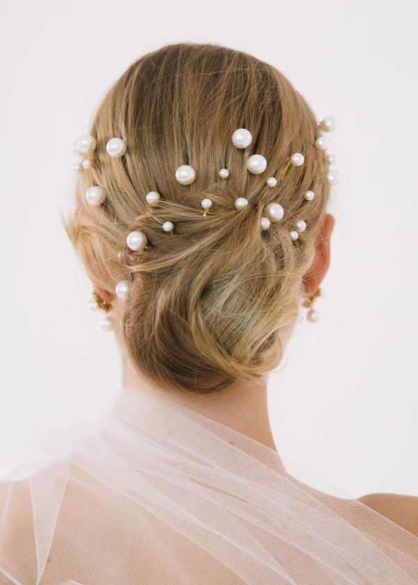 Jennifer Behr Perla Bobby Pin Set Pearl Gold