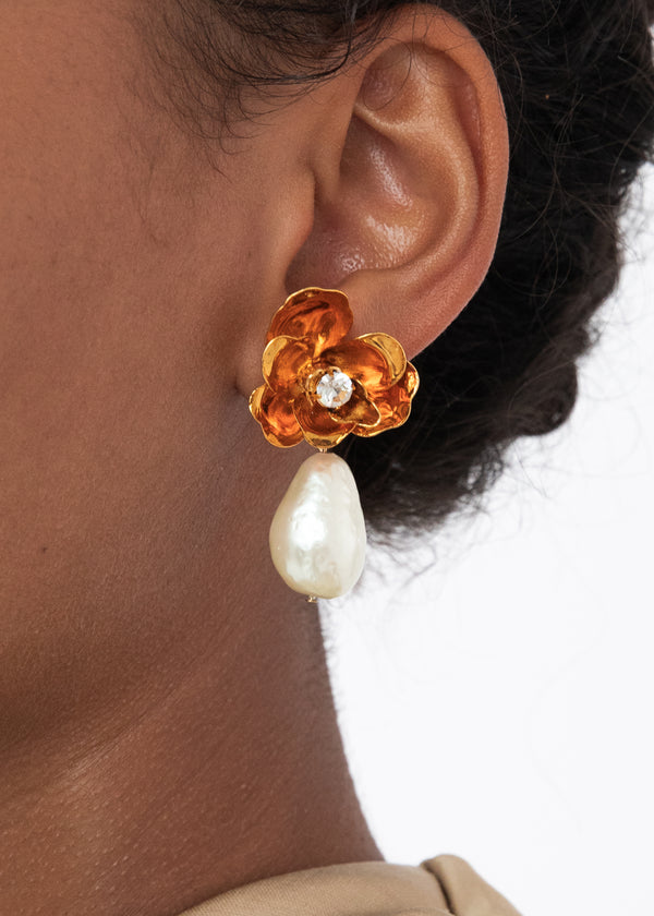 Jennifer Behr Posey Earrings Crystal Antique Gold