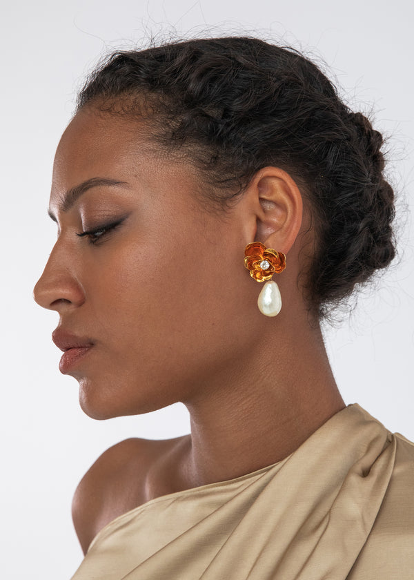 Jennifer Behr Posey Earrings Crystal Antique Gold