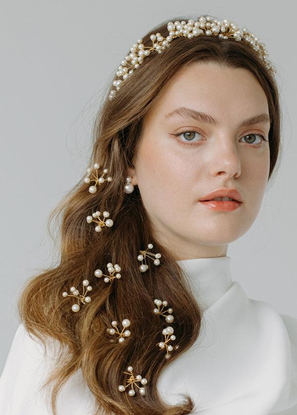 Jennifer Behr Primavera Tiara Pearl Gold