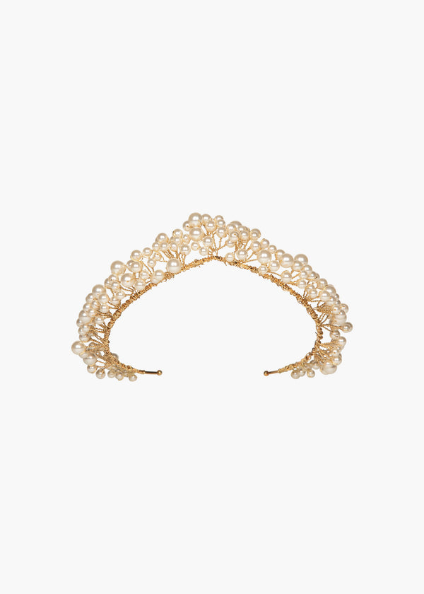 jennifer behr Primavera Tiara Pearl Gold