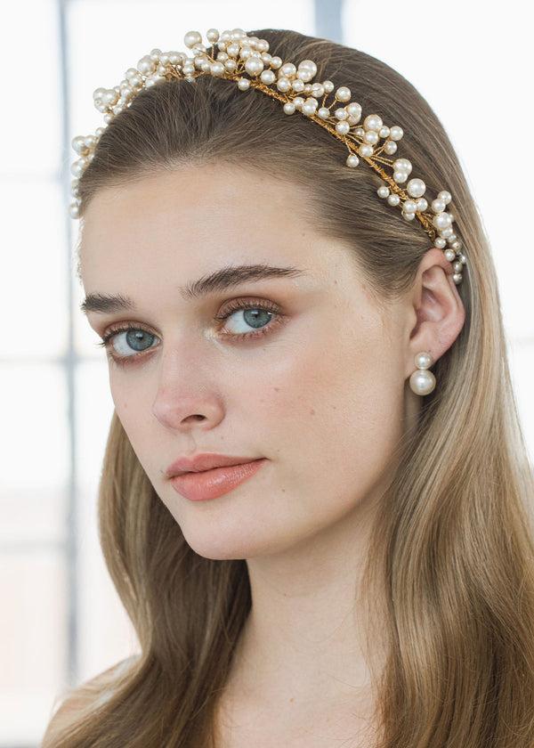 Jennifer Behr Primavera Tiara Pearl Gold
