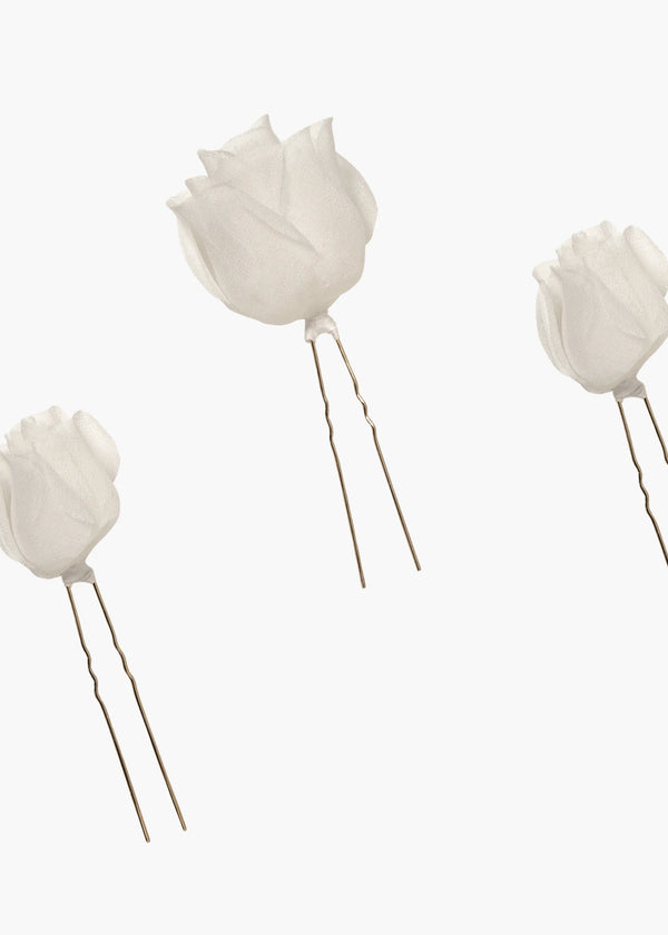 Jennifer Behr Rosalia Hairpins - Set Of 3 Cream