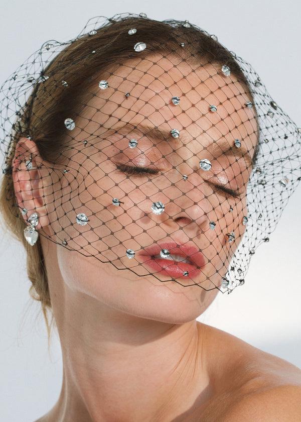 Jennifer Behr Stella Voilette Black Crystal