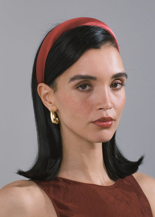 Jennifer Behr Tori Headband In Satin Auburn