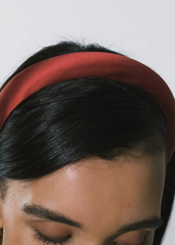 Jennifer Behr Tori Headband In Satin Auburn