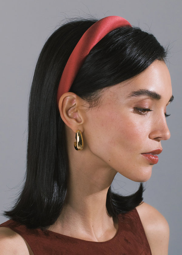 Jennifer Behr Tori Headband In Satin Auburn