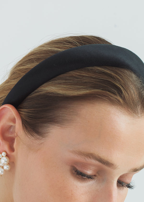 Jennifer Behr Tori Headband In Satin Black