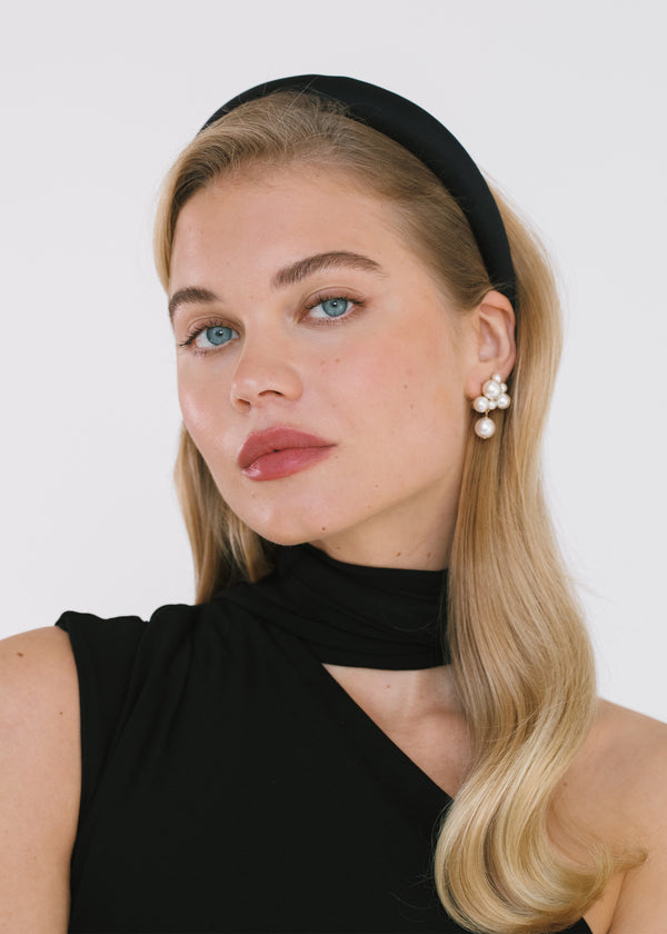 Jennifer Behr Tori Headband In Satin Black