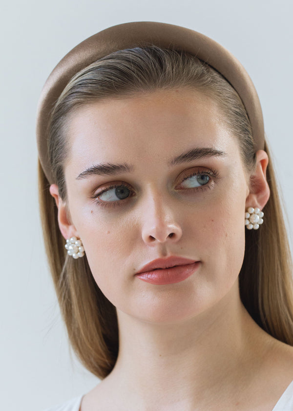 Jennifer Behr Tori Headband In Satin Cappuccino