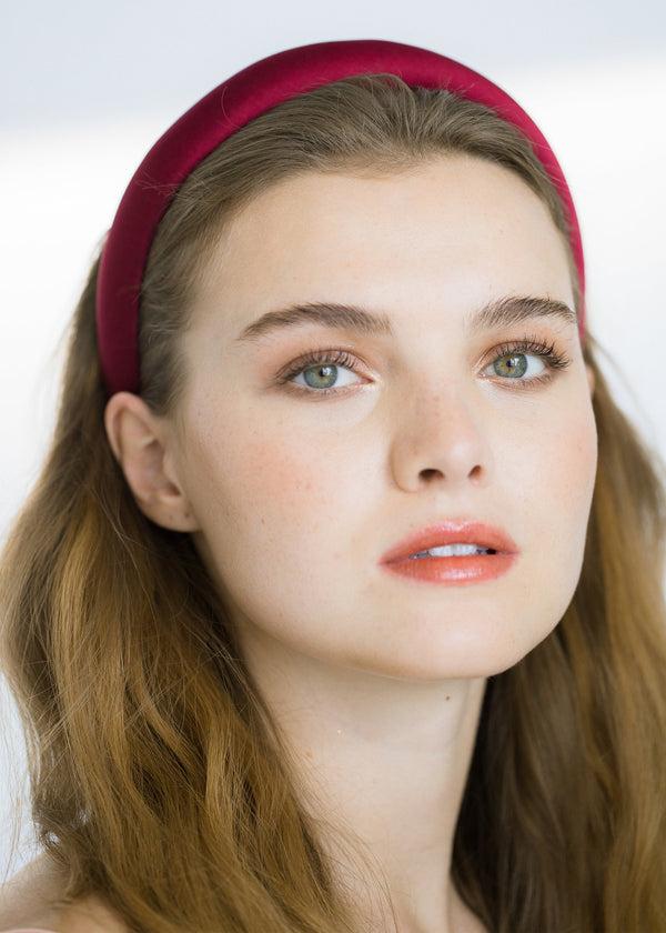 Jennifer Behr Tori Headband In Satin Pinot