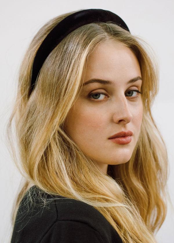 Jennifer Behr Tori Headband In Velvet Black