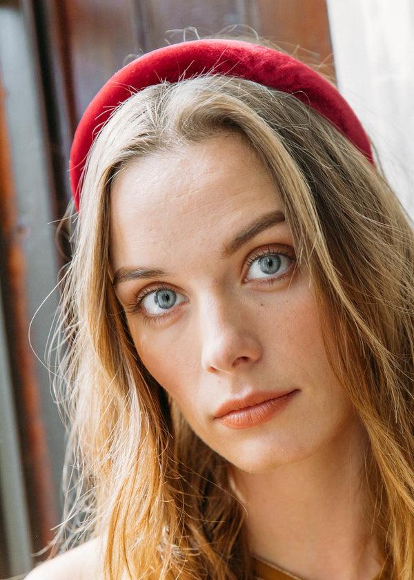Jennifer Behr Tori Headband In Velvet Ruby