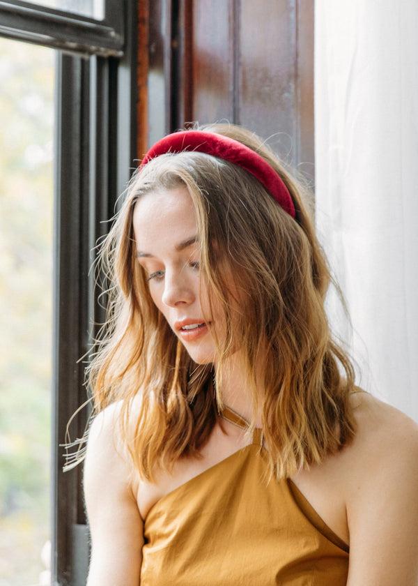 Jennifer Behr Tori Headband In Velvet Ruby