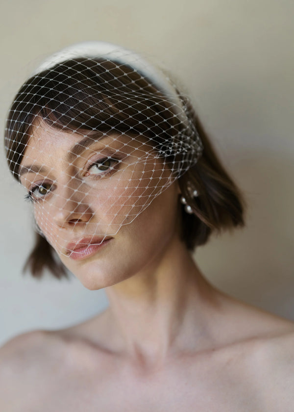 Jennifer Behr Tori Voilette Headband Cream