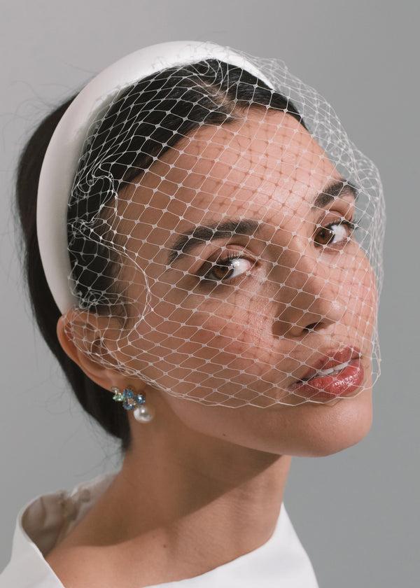 Jennifer Behr Tori Voilette Headband Cream