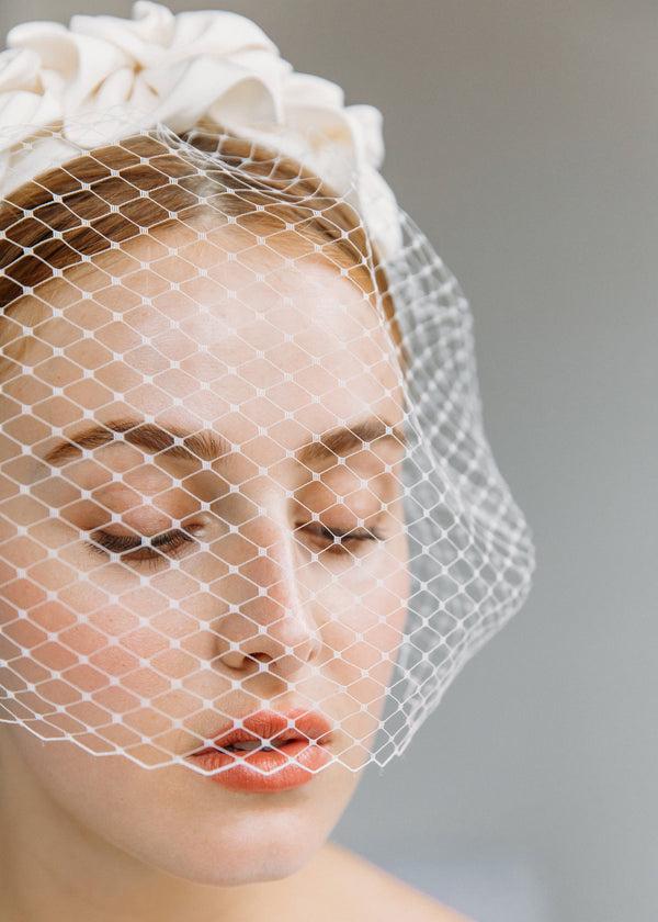 Jennifer Behr Triple Rosette With Veil Cream
