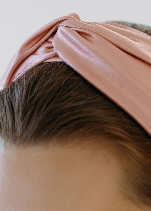 Jennifer Behr Twist Headband In Silk Satin Peony