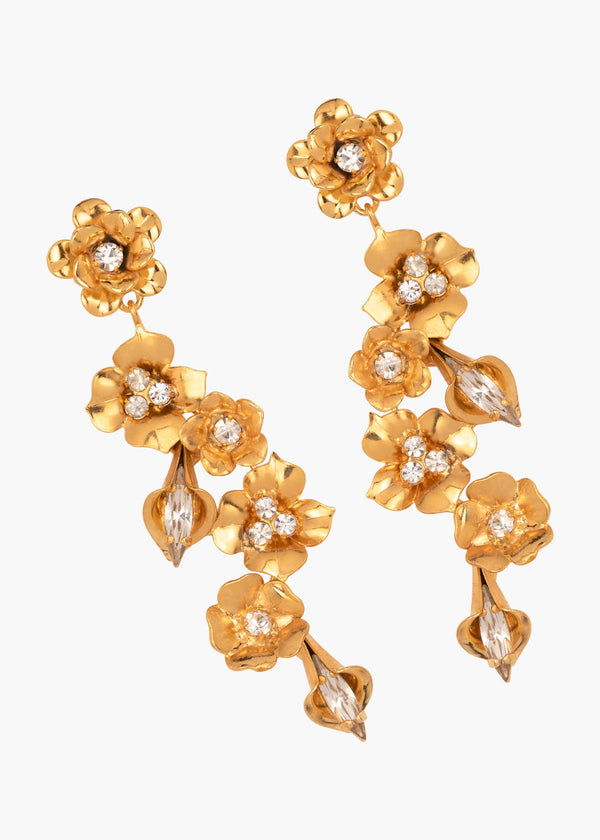 Jennifer Behr Vanora Earrings Crystal Antique Gold