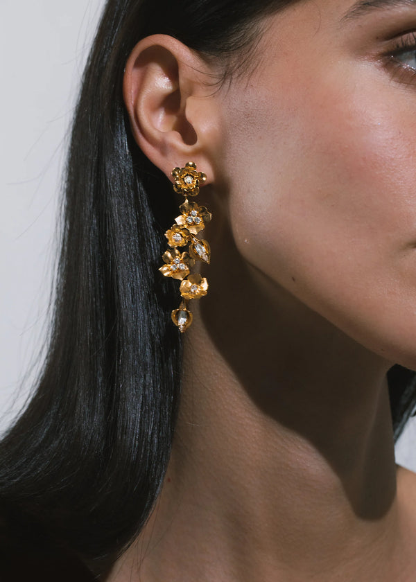 Jennifer Behr Vanora Earrings Crystal Antique Gold