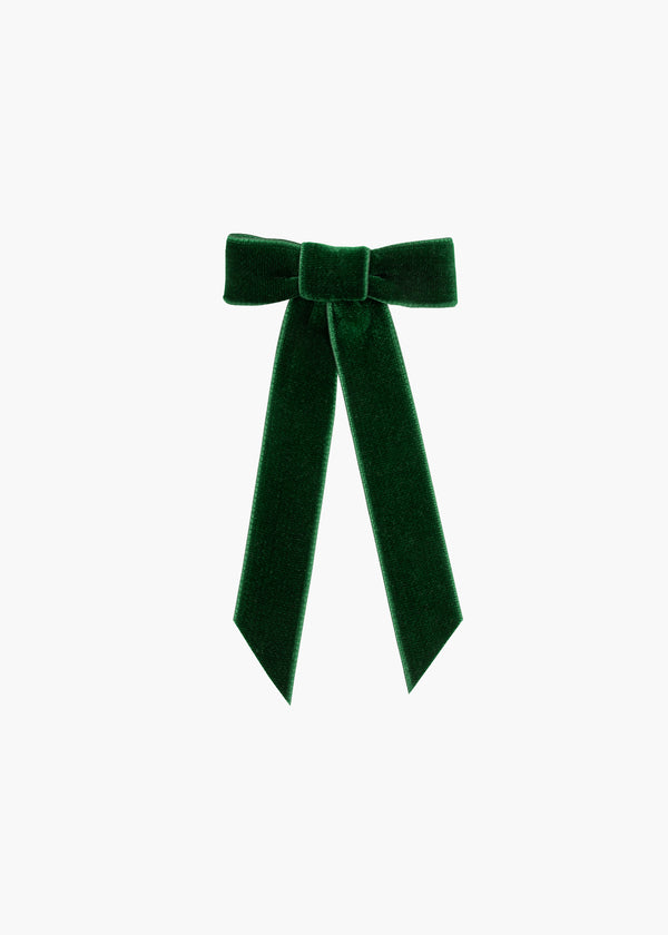 jennifer behr Velvet Bow Barrette Emerald