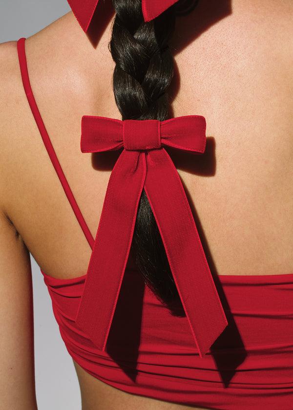 Jennifer Behr Velvet Bow Barrette Rouge
