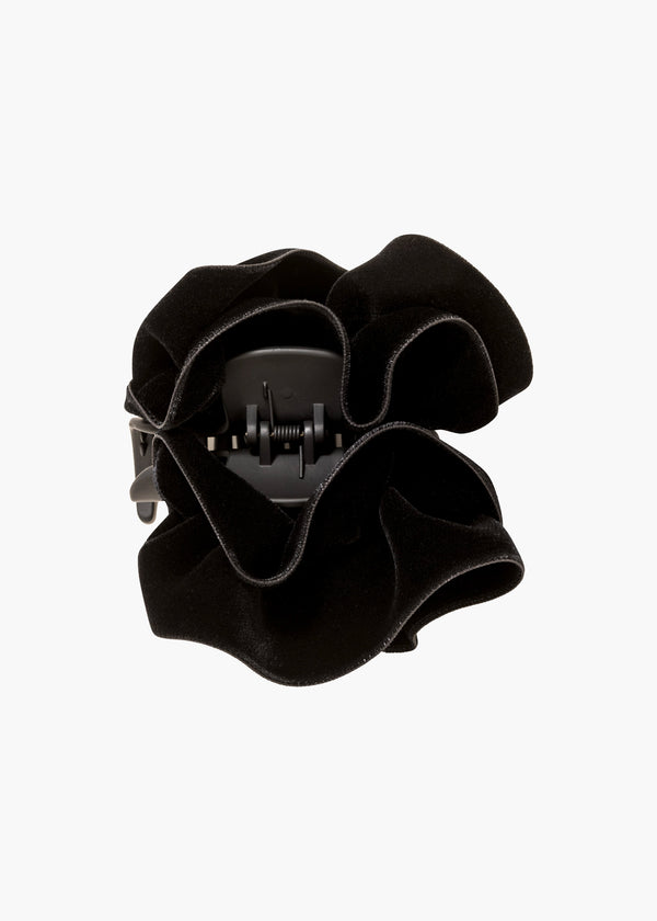 jennifer behr Velvet Ruffle Jaw Clip Black