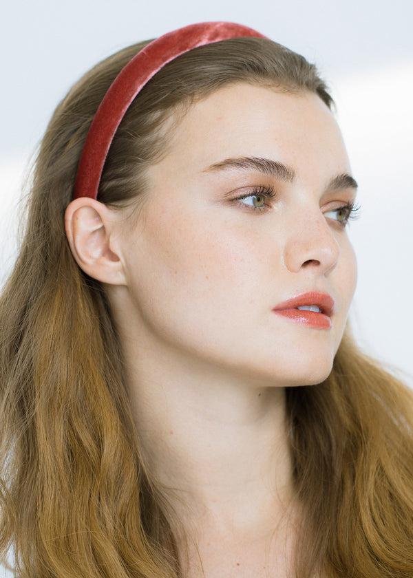 Jennifer Behr Velvet Tiana Headband Antique Rose