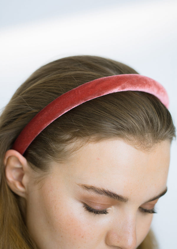 Jennifer Behr Velvet Tiana Headband Antique Rose