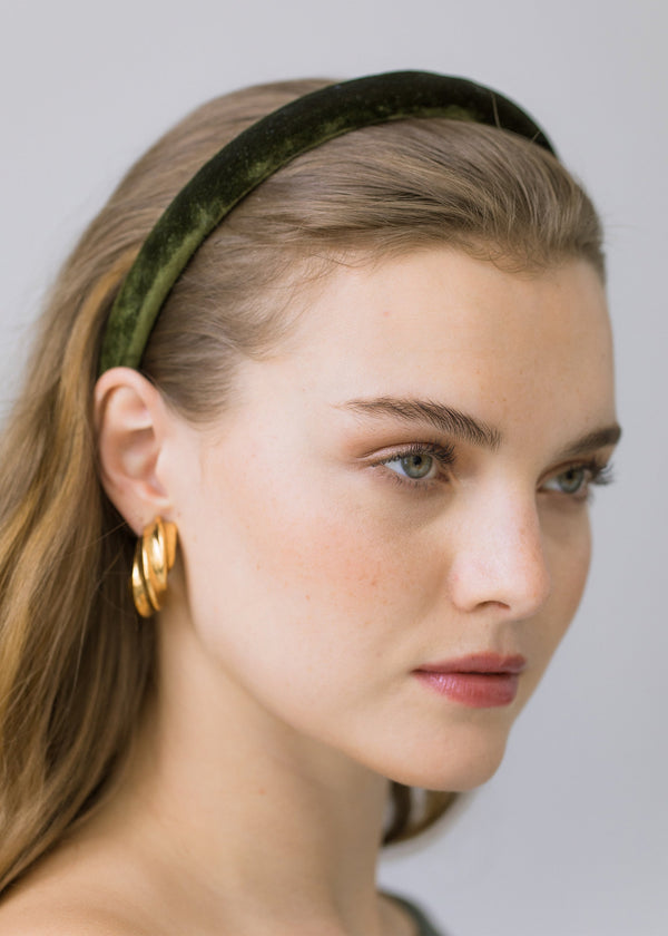 Jennifer Behr Velvet Tiana Headband Moss