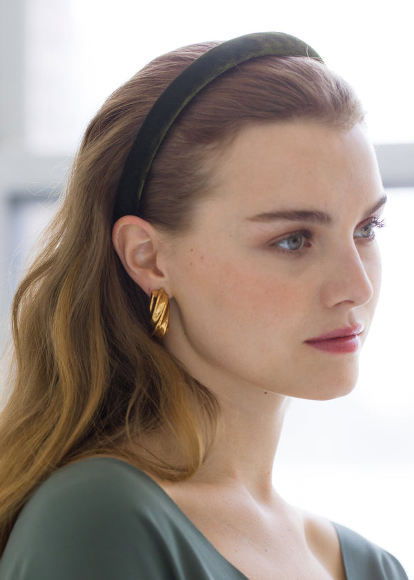 Jennifer Behr Velvet Tiana Headband Moss